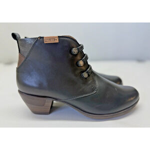 PIKOLINOS Womens 38 /8 Black Leather Side Zip Ankle Bootie Shoes